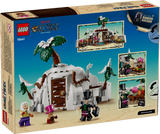 Back of the LEGO One Piece Dr. Hiriluk's Hideout 75641 box showing the closed mountain, open interior and feature scenes