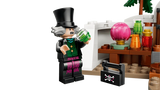LEGO One Piece Dr. Hiriluk minifigure beside the experiment table with bottles, a pink flask and black case