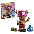 LEGO One Piece Tony Tony Chopper 75643 box beside the completed figure, display stand, blue backpack and accessories 