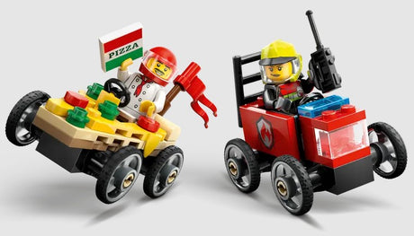 LEGO 60458 Pizza vs. Fire Truck racing action scene Ireland