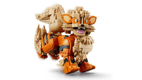 LEGO Pokémon Arcanine 72160 model posed with one front leg raised