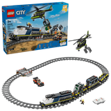 LEGO Police Train Heist box beside the full train set with oval track, helicopter, rally car and remote control