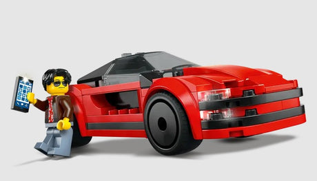 LEGO Red Sports Car with driver leaning against car – Ireland