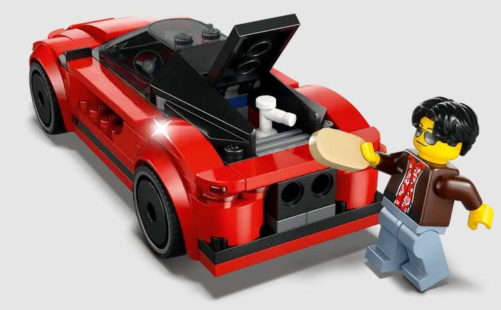 LEGO Red Sports Car trunk open with sponge and soap accessories – Ireland