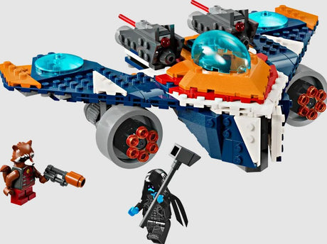 LEGO Rocket's Warbird vs. Ronan 76278 set front view with spaceship and minifigures Ireland
