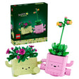 LEGO Rocking Plants box beside the two built plant models in smiling green and pink pots