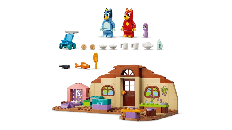 LEGO Bluey school build with figures, stroller, baby, cups, fish, pan and other accessories