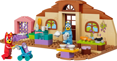 LEGO Bluey school playset with Bluey, Rusty, stroller, baby care area and café accessories