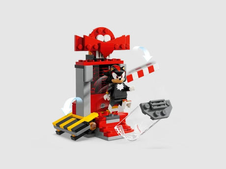 Shadow the Hedgehog figure launching from stasis chamber in LEGO set