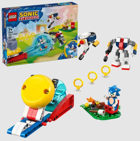 LEGO Sonic Campfire Clash 77001 set with packaging and characters
