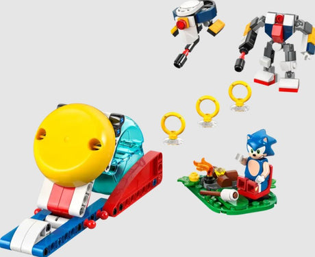 LEGO Sonic’s Campfire Clash set with Sonic, launcher, campfire and enemy bots
