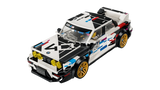 High angle front view of the LEGO Speed Champions BMW M3 (E30) 77263 showing the bonnet graphics and rear wing