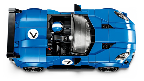 Top view of the black LEGO Speed Champions Land Rover Defender 77264 model showing the roof rack
