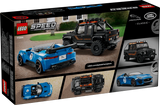 Back of the LEGO Speed Champions Jaguar Project 7 and Land Rover Defender 77264 box showing both completed cars and additional model views