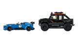Side view of the LEGO Speed Champions Jaguar Project 7 and Land Rover Defender 77264 models