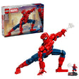 LEGO Marvel Spider-Man Hero Figure box beside built Spider-Man figure, minifigure and nameplate