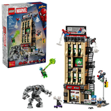 LEGO Spider-Man vs. Mysterio The Daily Bugle box beside the completed set