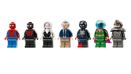 Seven LEGO Marvel minifigures from Spider-Man vs. Mysterio The Daily Bugle set