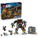 LEGO Star Wars Hutt Palace Sentry Droid Showdown 75451 box beside the completed playset and included characters