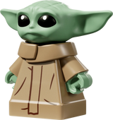 LEGO Star Wars Grogu figure from Imperial Remnant AT-AT set 75454 with green ears, large black eyes and tan robes.