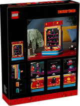 Back of the LEGO Super Mario Donkey Kong Arcade 72051 box showing the completed model and feature panels