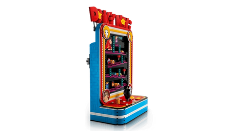 Side view of the LEGO Super Mario Donkey Kong Arcade 72051 model showing the arcade cabinet shape