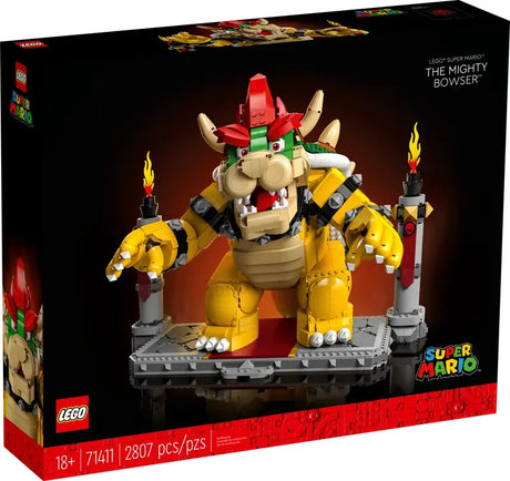LEGO Super Mario The Mighty Bowser box art with Bowser model shown on a battle platform