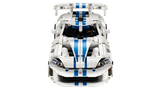 Front view of the LEGO Technic Dodge Viper GTS-R Sports Car 42234 showing the bonnet stripes, headlights and rear spoiler