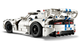 Rear three quarter view of the LEGO Technic Dodge Viper GTS-R Sports Car 42234 showing the spoiler and rear lights