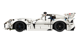 Side profile of the LEGO Technic Dodge Viper GTS-R Sports Car 42234 with black wheels and a large rear spoiler