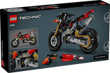 Back of the LEGO Technic Ducati Desmo450 MX Factory Motorcycle 42238 box showing the completed motorcycle and feature images