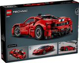 Back of the LEGO Technic Ferrari 488 Pista Car 42235 box showing the completed model and feature images
