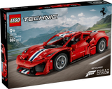 Front of the LEGO Technic Ferrari 488 Pista Car 42235 box showing the red car model