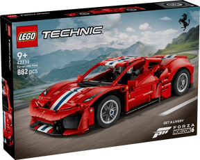 Front of the LEGO Technic Ferrari 488 Pista Car 42235 box showing the red car model