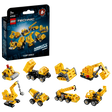 LEGO Technic Mighty Machines 42233 mystery box beside the eight possible construction vehicle builds