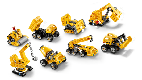 LEGO Technic Mighty Machines 42233 construction vehicles showing their movable functions