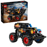 LEGO Technic Monster Jam Grave Digger Fire and Ice retail box shown with the completed monster truck model on a white background

