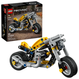 LEGO Technic Yellow Motorcycle 42225 box front showing yellow motorcycle model, Technic branding and 7+ age marking