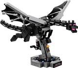 LEGO Minecraft Ender Dragon build on a display base with wings spread
