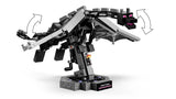 LEGO Minecraft Ender Dragon build with arrows showing head, tail and wing movement
