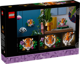 LEGO The Fauna Collection Tiger box back showing the tiger artwork displayed on a wall, shelf and table