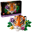 LEGO The Fauna Collection Tiger box beside the completed tiger head and flower display model