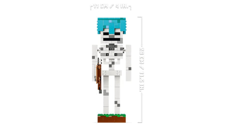 LEGO Minecraft skeleton figure shown with 29 cm height measurement