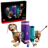 LEGO Toy Story Slinky Dog Bookends box beside the completed bookends model