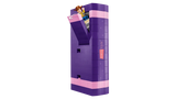 LEGO purple book build with an open front section and Woody figure visible near the top