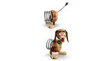 LEGO Slinky Dog model shown as separate front and rear sections with spring body and curved tail