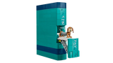 LEGO turquoise book build with a small Slinky Dog figure on an extended side platform