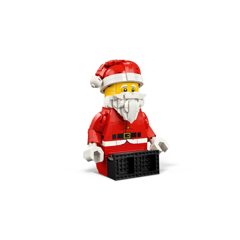LEGO Up-Scaled Santa Minifigure 40820 seated with legs extended forward