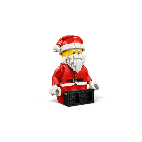 LEGO Up-Scaled Santa Minifigure 40820 seated with legs extended forward