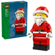 LEGO Up-Scaled Santa Minifigure 40820 built figure beside the product box